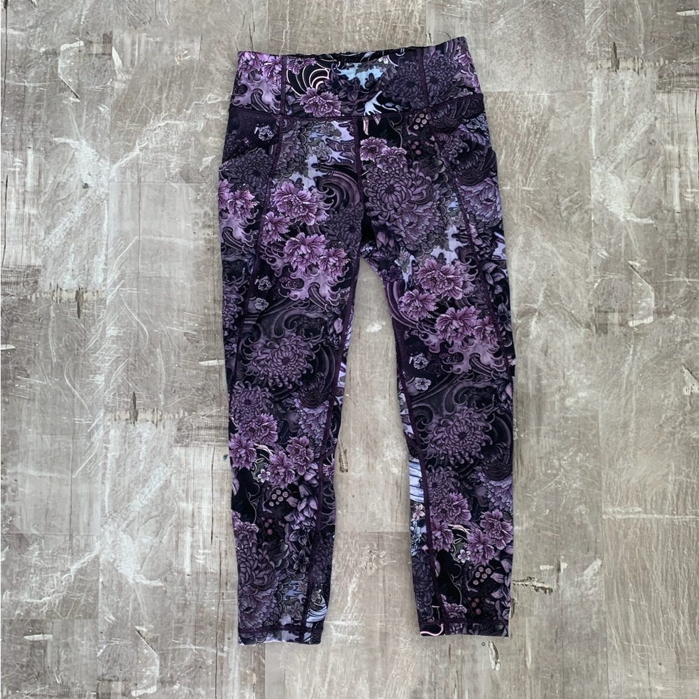 Lululemon cropped floral print leggings.